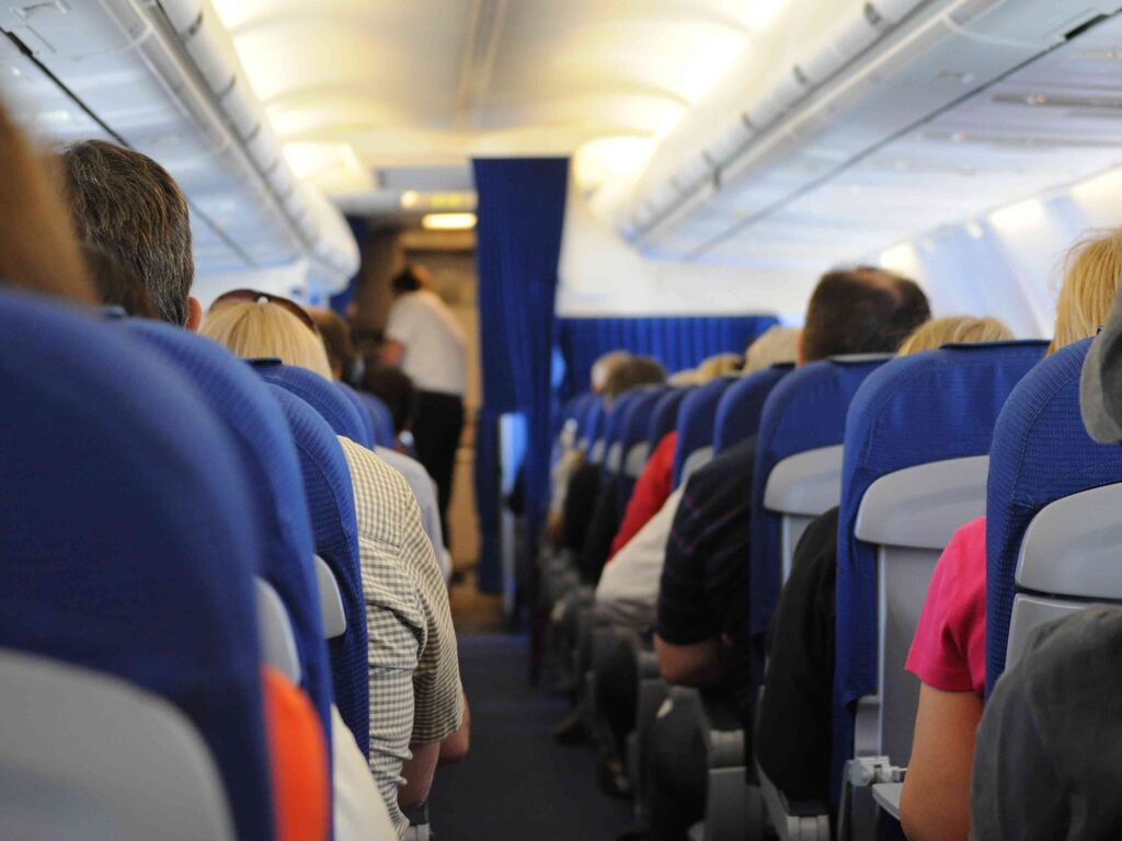 Flying people sitting public transportation